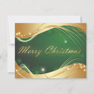 Invitación Motivo de los Navidades dorados con fondo verde