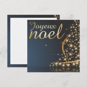 Invitación Motivo de Navidad azul con árbol de Navidad dorado