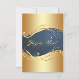 Invitación Motivo de Navidad dorado con fondo azul