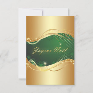 Invitación Motivo de Navidad dorado con fondo verde