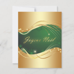 Invitación Motivo de Navidad dorado con fondo verde