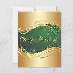 Invitación Motivo de Navidad dorado con fondo verde