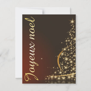 Invitación Motivo de Navidad rojo con árbol de Navidad dorado