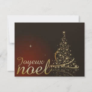 Invitación Motivo de Navidad rojo con árbol de Navidad dorado