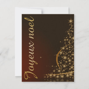 Invitación Motivo de Navidad rojo con árbol de Navidad dorado