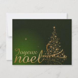 Invitación Motivo de Navidad verde con árbol de Navidad dorad
