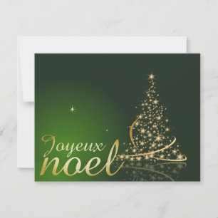 Invitación Motivo de Navidad verde con árbol de Navidad dorad