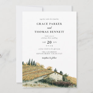 Invitación Motivo de otoño de viñedo toscano boda italiana