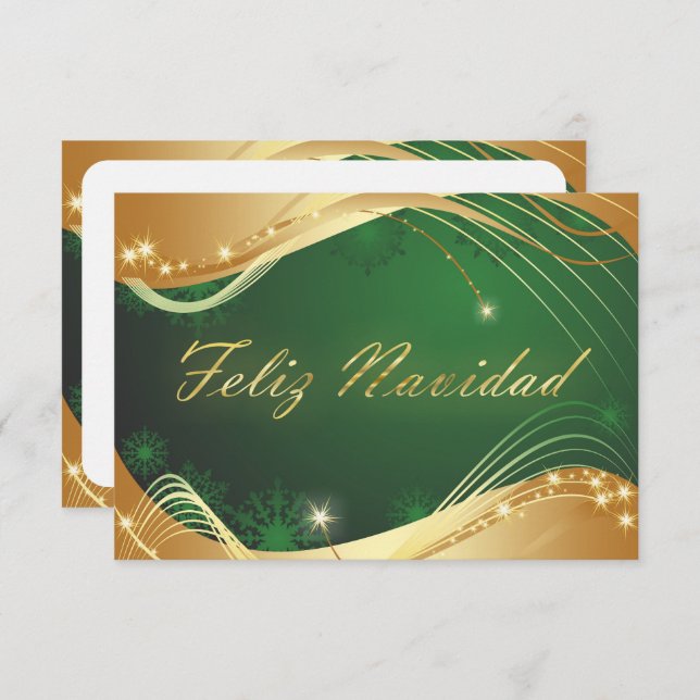 Invitación Motivo dorado de Navidad con fondo verde (Anverso / Reverso)
