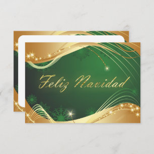 Invitación Motivo dorado de Navidad con fondo verde