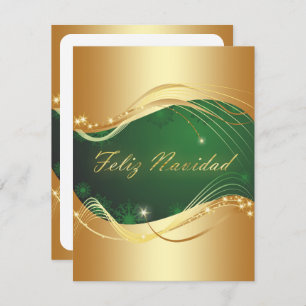 Invitación Motivo dorado de Navidad con fondo verde