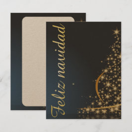 Invitación Motivo navideño azul con dorado Árbol de navidad.