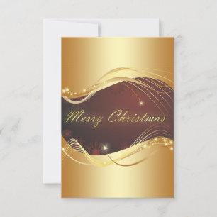 Invitación Motivo navideño dorado con fondo rojo
