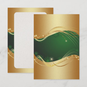 Invitación Motivo navideño dorado con fondo verde...