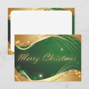 Invitación Motivo navideño dorado con fondo verde
