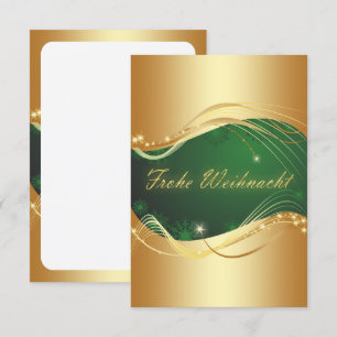 Invitación Motivo navideño dorado con fondo verde