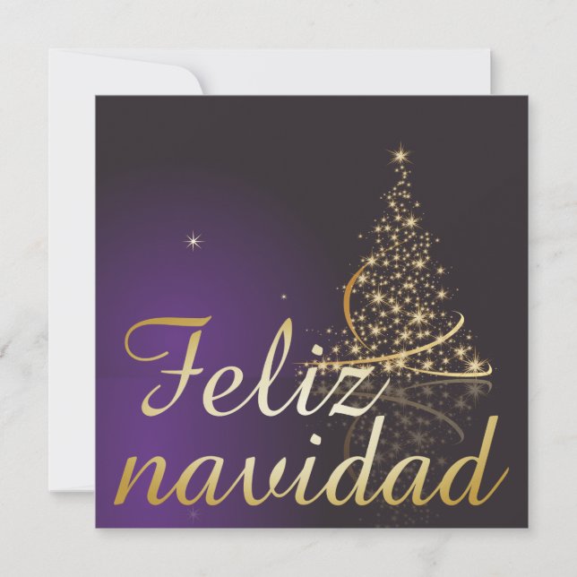 Invitación Motivo navideño morado oscuro con dorado (Anverso)