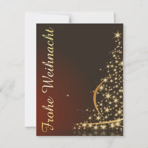 Invitación Motivo navideño rojo con árbol de Navidad dorado