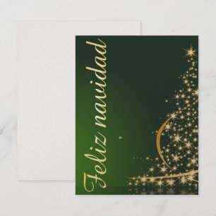 Invitación Motivo navideño verde con arbol de navidad.