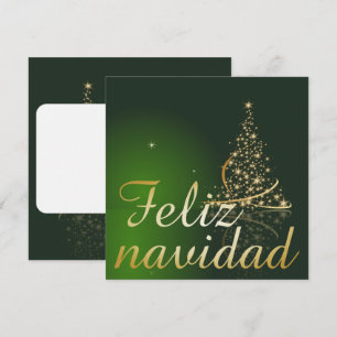Invitación Motivo navideño verde con arbol de navidad.