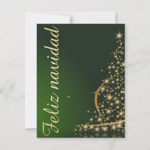 Invitación Motivo navideño verde con arbol de navidad.