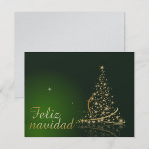 Invitación Motivo navideño verde con arbol de navidad.