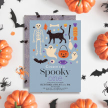 Motivos espeluznantes de Halloween azul primer cum