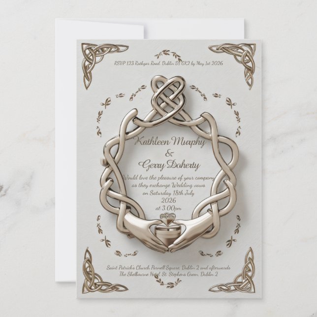 Invitación Motivos y patrones irlandeses tradicionales para e (Anverso)