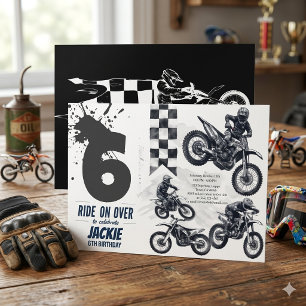 Invitación Moto Cross de Bicicleta de Tierra Cumpleaños 6º Mo