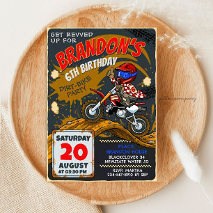 Invitación Moto Cross Rojo Cumpleaños de Motocross - Carrera