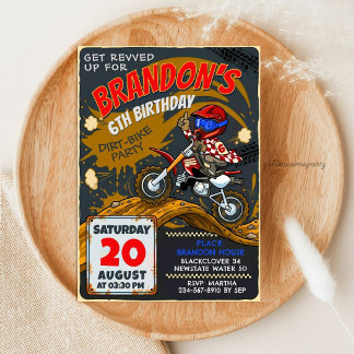 Invitación Moto Cross Rojo Cumpleaños de Motocross - Carrera
