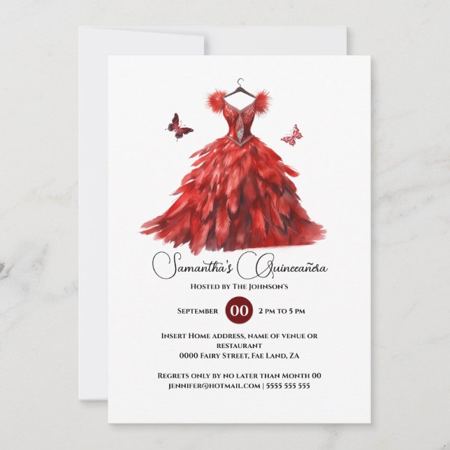 Invitación Moto de baile elegante de la quinceañera roja mari (Anverso)
