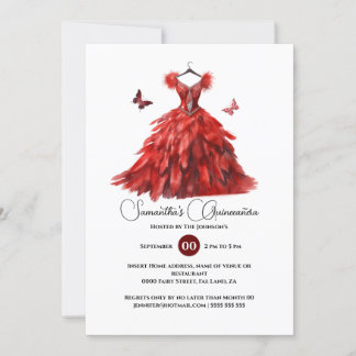 Invitación Moto de baile elegante de la quinceañera roja mari