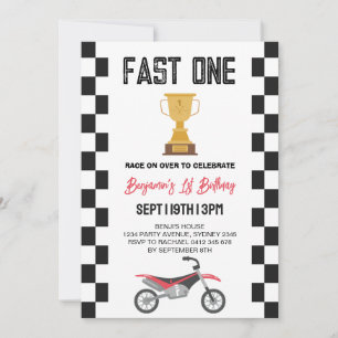 Invitación Moto de Tierra Fast One Fiesta de Cumpleaños númer