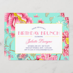 Invitación Moto floral en el cumpleaños Rosa y Aqua