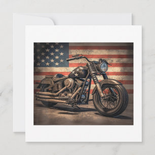 Invitación Motocicleta Bandera Retro Bici