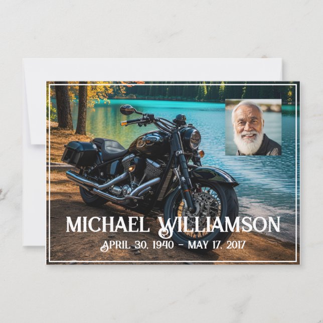 Invitación Motocicleta cerca de la celebración de la vida por (Anverso)