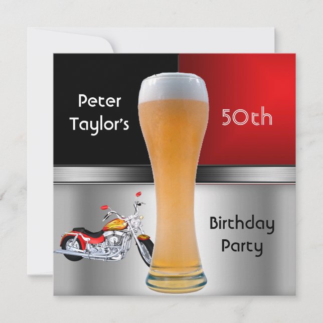 Invitación Motocicleta de la Fiesta de la Cerveza Roja para h