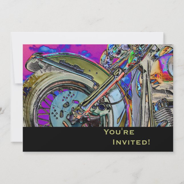 Invitación Motocicleta personalizada| 40º Fiesta de cumpleaño (Anverso)