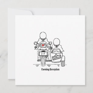 Invitación Motocicleta personalizado Dos novias y velada Side