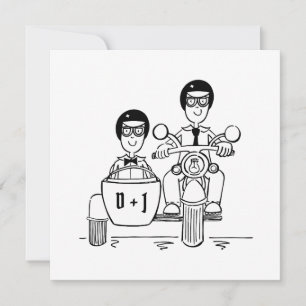Invitación Motocicleta personalizado Two Grooms y velada Side