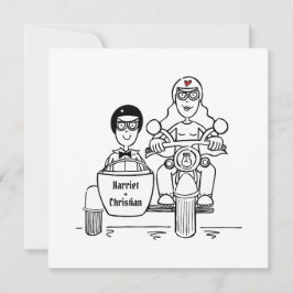 Invitación Motocicleta personalizado y velada Sidecar