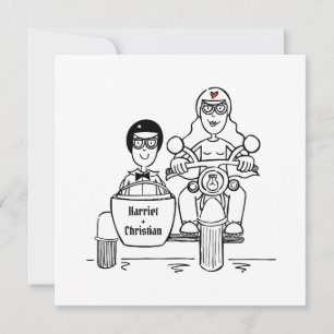 Invitación Motocicleta personalizado y velada Sidecar
