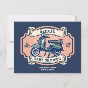 Invitación Motocicleta retro clásica ducha de bebé