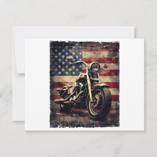 Invitación Motocicleta vintage bandera estadounidense retro c