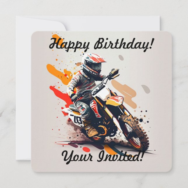Invitación Motocross de niño personalizado (Anverso)