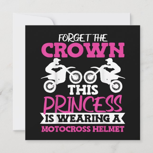 Invitación Motocross Dirt Bike Chica (Anverso)