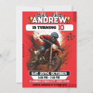 Invitación Motocross personal Dirt Motorbike Cumpleaños de cu