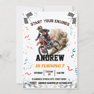 Invitación Motocross personal y cumpleaños de emprendimiento