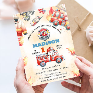 Invitación Motor de bomberos de camión de bomberos Fiesta de 